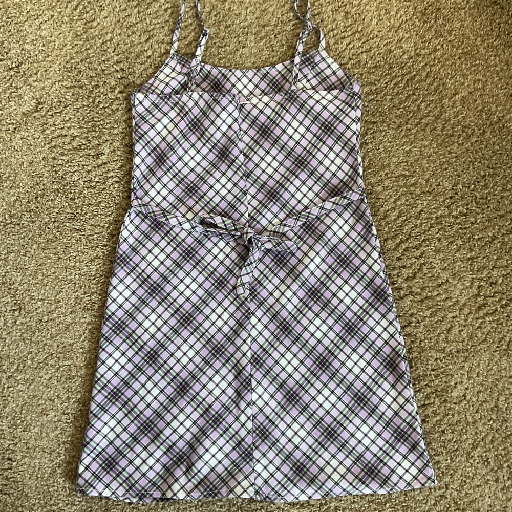 Brandy Melville John Galt Purple Plaid Colleen Mini Dress Small Vivian Preppy - Picture 5 of 5